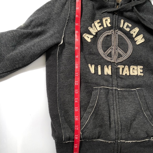 Freedom 2 Be American Vintage with Peace Sign Fur Lined Hoodie Size S - Picture 7 of 10
